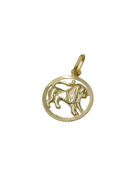pendant 15mm zodiac leo 9k gold