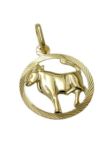 pendant 15mm zodiac sign taurus 9k gold