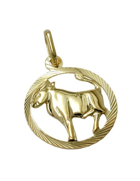 pendant 15mm zodiac sign taurus 9k gold