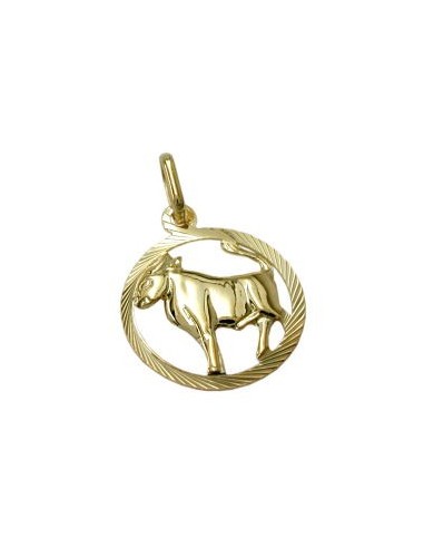 pendant 15mm zodiac sign taurus 9k gold