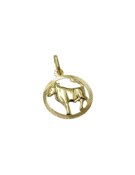 pendant 15mm zodiac sign taurus 9k gold