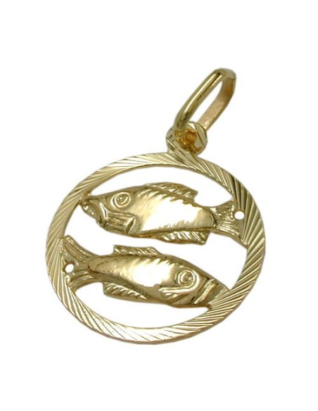pendant 15mm zodiac sign pisces 9k gold