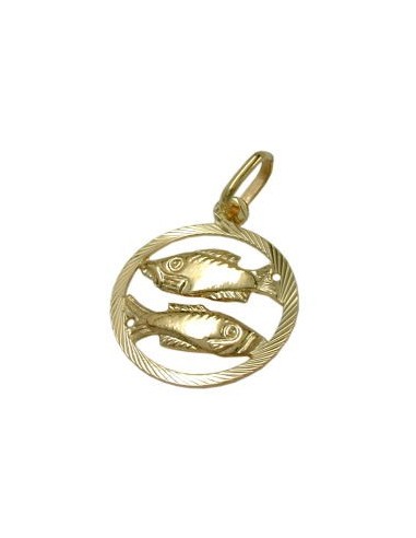 pendant 15mm zodiac sign pisces 9k gold