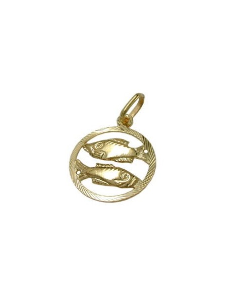 pendant 15mm zodiac sign pisces 9k gold