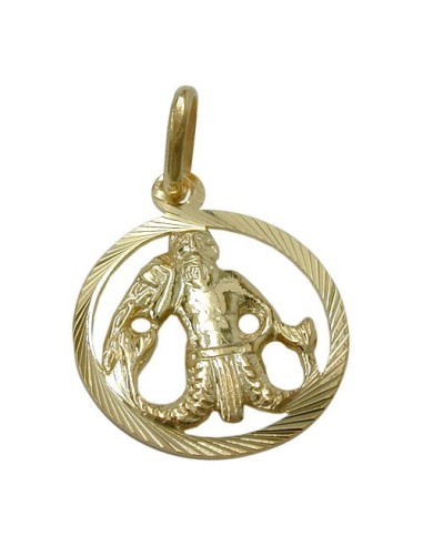 pendant 15mm zodiac sign aquarius 9k gold