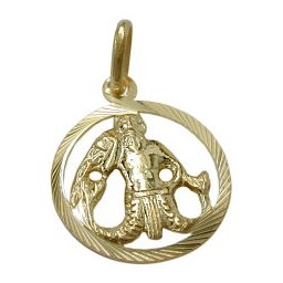 pendant 15mm zodiac sign aquarius 9k gold