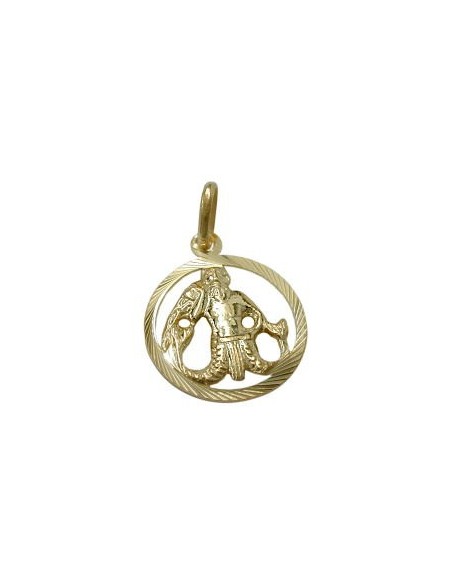 pendant 15mm zodiac sign aquarius 9k gold