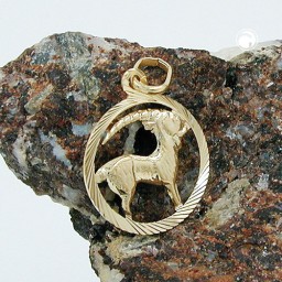 pendant 15mm zodiac sign capricorn 9k gold