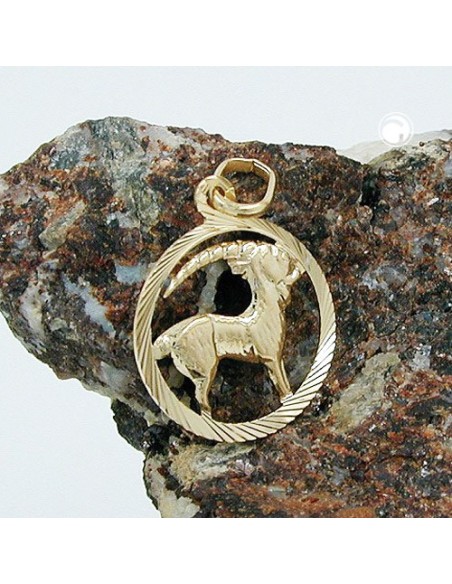 pendant 15mm zodiac sign capricorn 9k gold