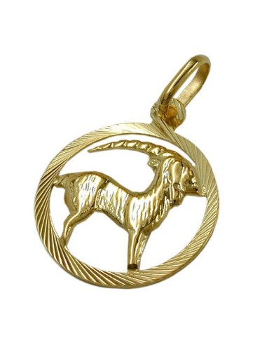 pendant 15mm zodiac sign capricorn 9k gold