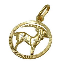 pendant 15mm zodiac sign capricorn 9k gold