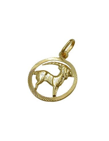 pendant 15mm zodiac sign capricorn 9k gold