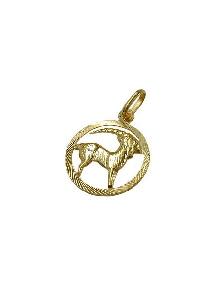 pendant 15mm zodiac sign capricorn 9k gold