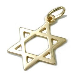 pendant 21x16mm jewish star polished 14k gold