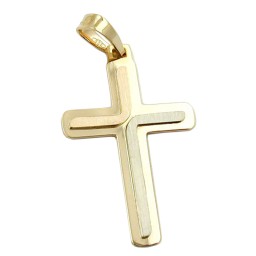 pendant 30x19mm cross tricolor matte shiny 14k gold