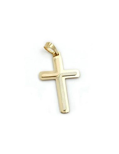 pendant 30x19mm cross tricolor matte shiny 14k gold