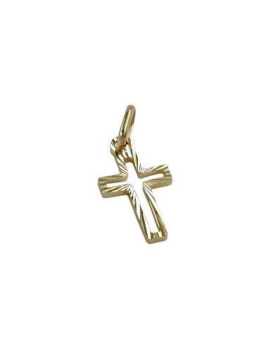 pendant 16x9mm cross diamond cut 14k gold