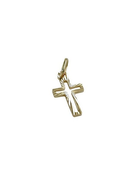 pendant 16x9mm cross diamond cut 14k gold