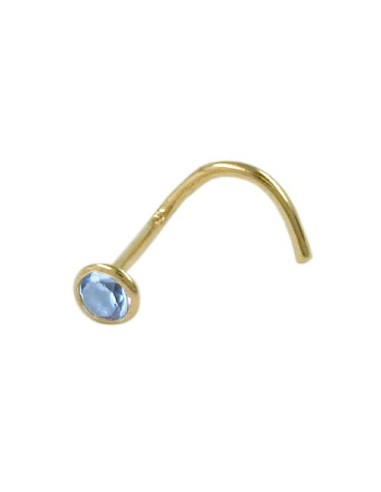 nose screw piercing 2.5mm artifical aquamarine 18k gold