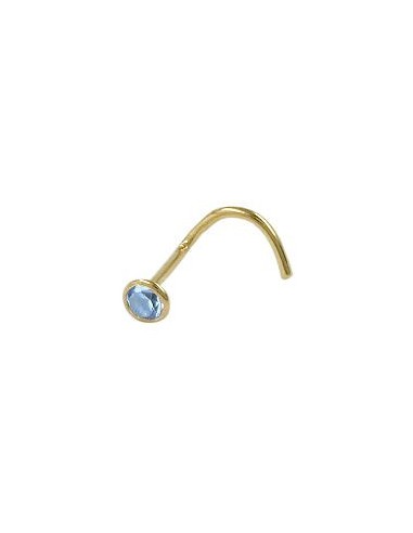 nose screw piercing 2.5mm artifical aquamarine 18k gold