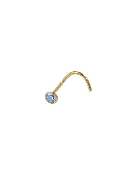nose screw piercing 2.5mm artifical aquamarine 18k gold