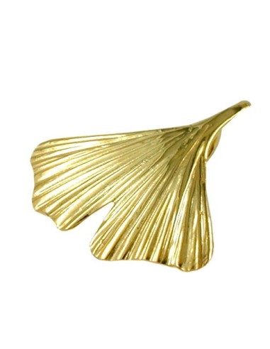 pendant 20mm ginkgo leaf shiny 9k gold