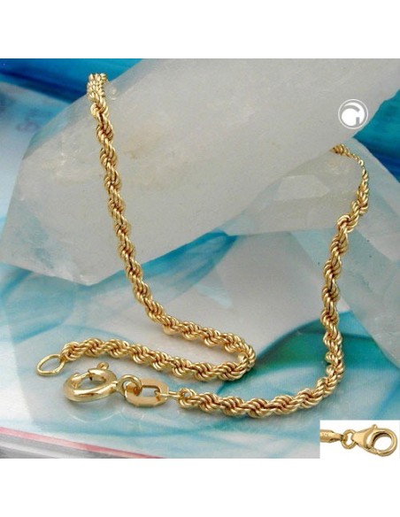 bracelet 2mm french rope chain 9k gold 19cm