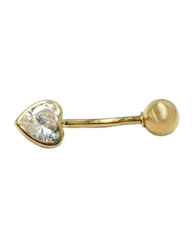 belly button piercing bananabell 20x6mm cubic zirconia heart 14k gold
