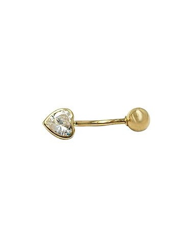 belly button piercing bananabell 20x6mm cubic zirconia heart 14k gold