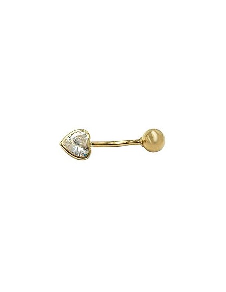 belly button piercing bananabell 20x6mm cubic zirconia heart 14k gold