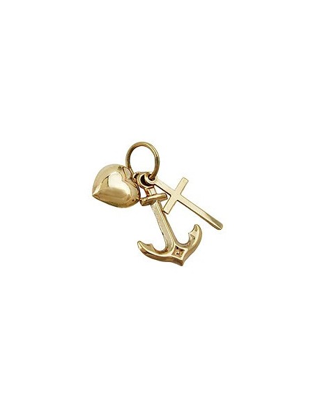 pendant 15mm faith hope and charity 9k gold