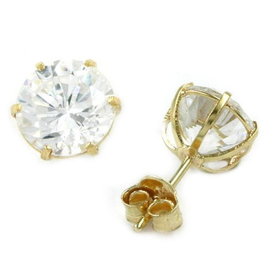 stud earrings large white zirconia 9k gold