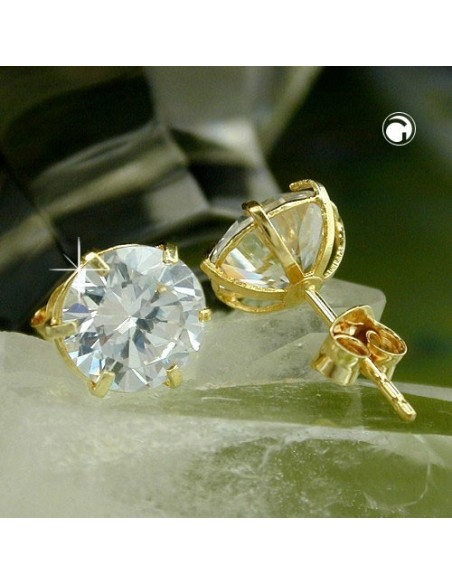 stud earrings large white zirconia 9k gold