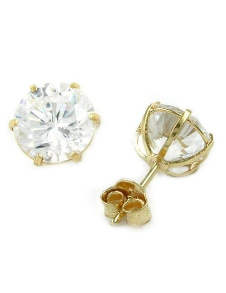 stud earrings large white zirconia 9k gold
