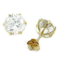 stud earrings large white zirconia 9k gold