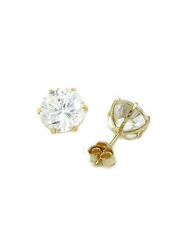 stud earrings large white zirconia 9k gold