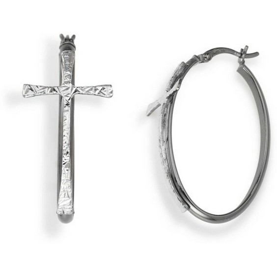 Dam örhängen Amen CERCHIO E CROCE BLACK Sterlingsilver 925