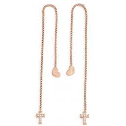 Dam örhängen Amen CUORE CROCE CRISTALLI ROSE GOLD Sterlingsilver 925