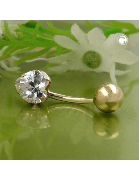 belly button piercing bananabell 20x6mm zirconia heart 14k gold