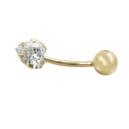 belly button piercing bananabell 20x6mm zirconia heart 14k gold