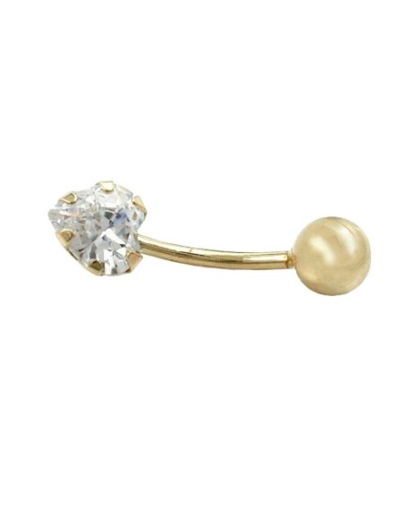 belly button piercing bananabell 20x6mm zirconia heart 14k gold