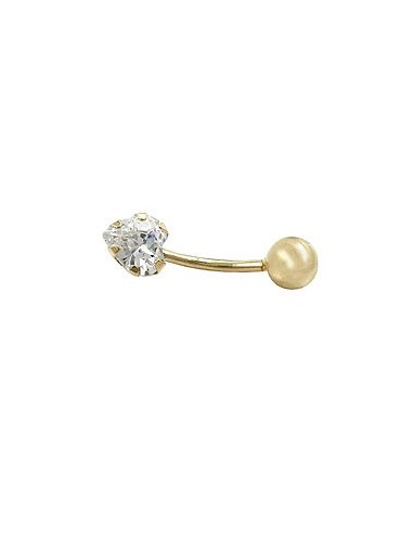 belly button piercing bananabell 20x6mm zirconia heart 14k gold
