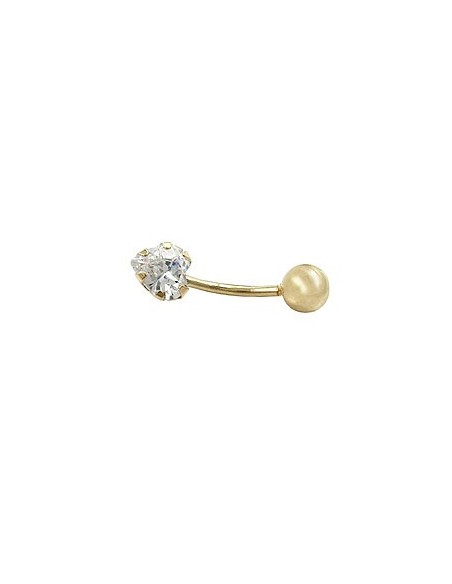 belly button piercing bananabell 20x6mm zirconia heart 14k gold