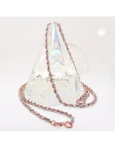necklace 2mm french rope chain bicolor 9k gold 45cm
