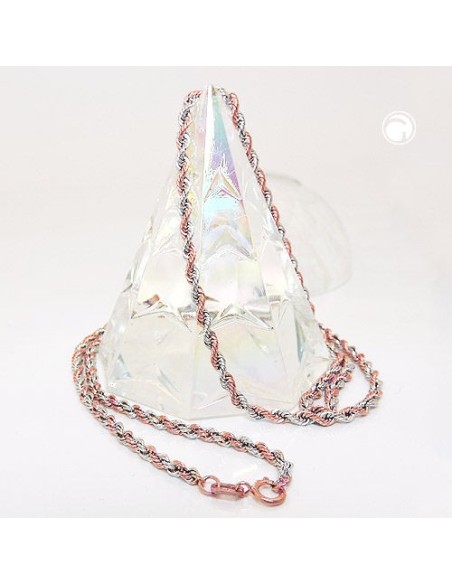 necklace 2mm french rope chain bicolor 9k gold 45cm