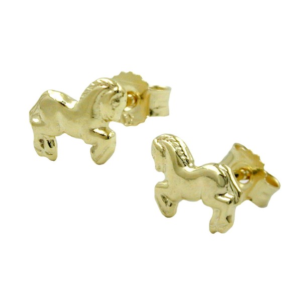 stud earrings horses 9k gold