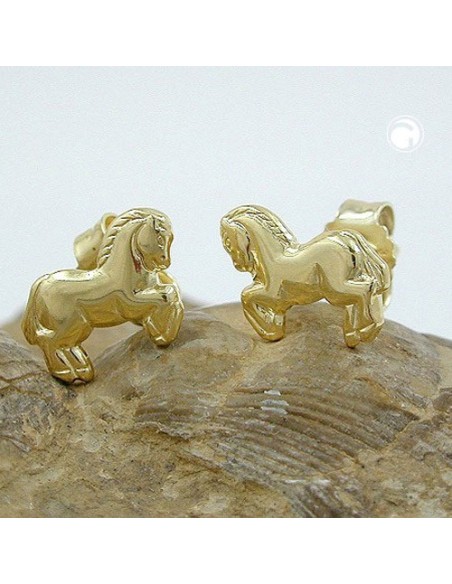 stud earrings horses 9k gold