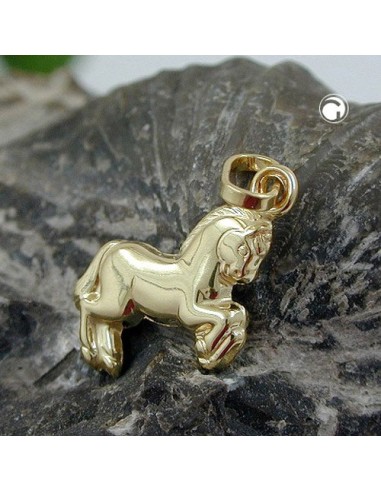 pendant 10x11mm little horse shiny 9kt gold