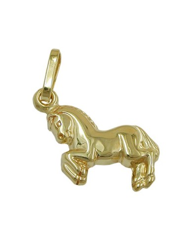 pendant 10x11mm little horse shiny 9kt gold
