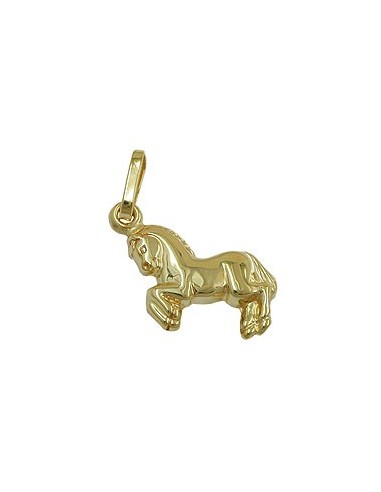 pendant 10x11mm little horse shiny 9kt gold